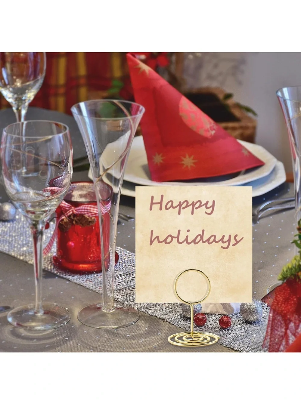 Gold Wire Spiral Place Card Holders - Set